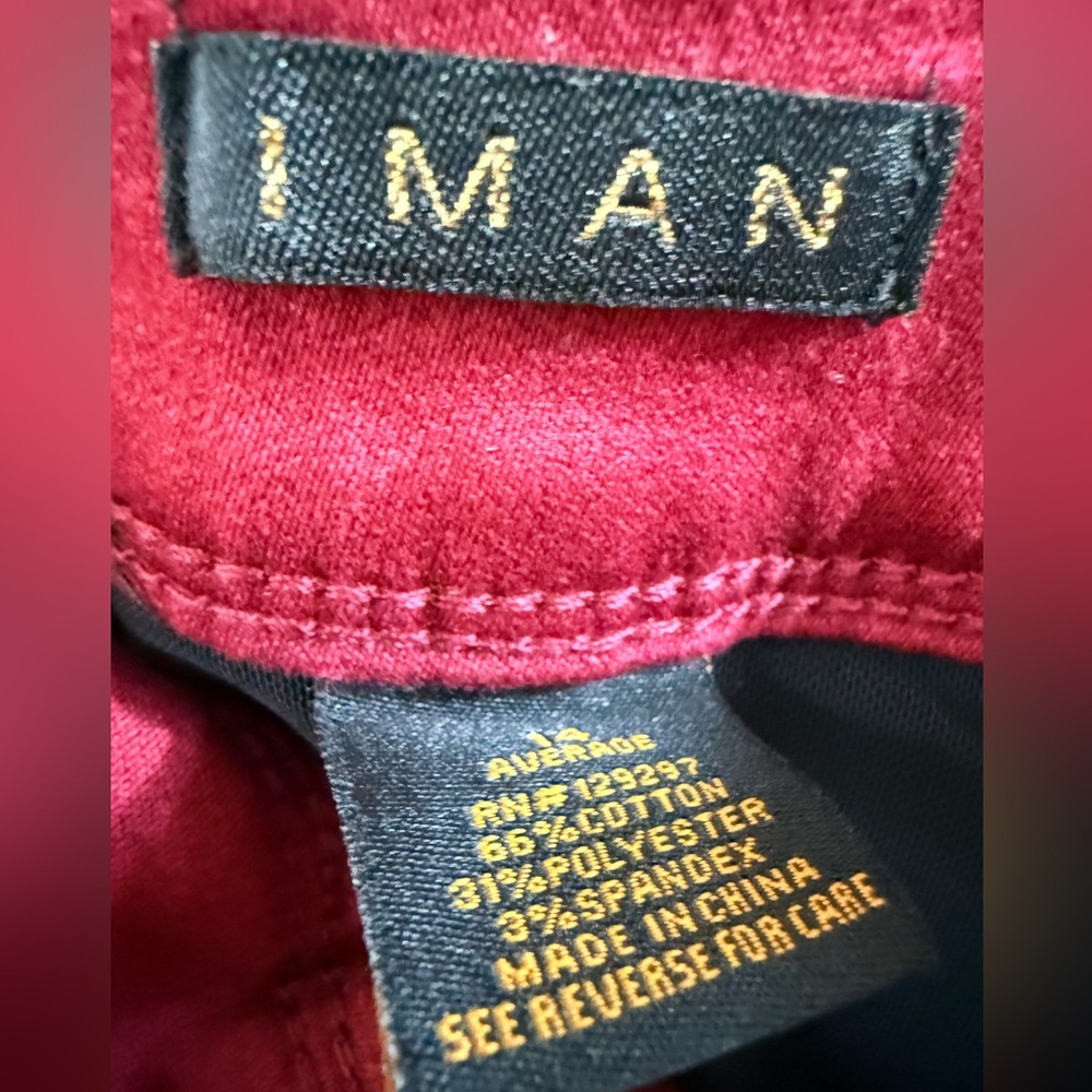 Iman Wine-Red Boot Cut Stretch Jeans, Soft Cotton Blend, get ready for fall - Picture 3 of 5